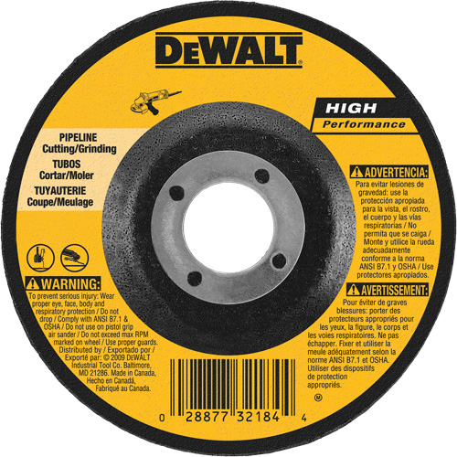 High Performance Pipeline Wheel, 5" x 1/8", 7/8" Arbor, Aluminum Oxide, Type 27 Kelford