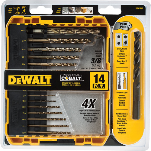 Jeu d'embouts de calibre industriel Pilot Point pour perceuse, 14 morceaux, Cobalt Kelford