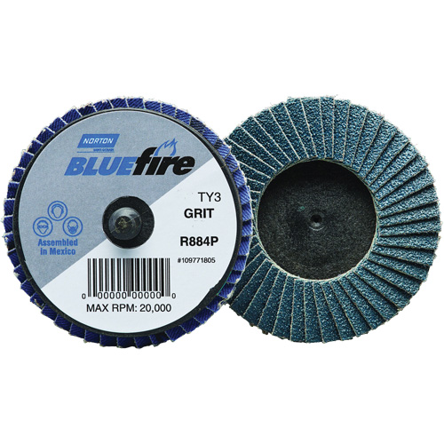 R884P BlueFire&reg; Mini Flap Disc, 3" x Type 27, P40 Grit, Zirconia Alumina Kelford
