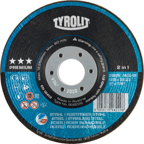 Meule &agrave; moyeu d&eacute;port&eacute; Rondeller, 4-1/2", 36 Grain, 7/8", 13 300 Tr/min, Type 29 Kelford