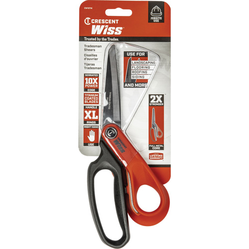 Heavy-Duty Titanium Coated Tradesman Shears, 10", Rings Handle Kelford