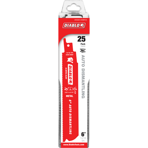 Reciprocating Blade for Auto Dismantling, Bi-Metal, 14-18 TPI, 6" L x 1" W Kelford