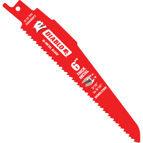 Reciprocating Blade for Thick Metal/Demolition, Bi-Metal, 8-10 TPI, 6" L Kelford