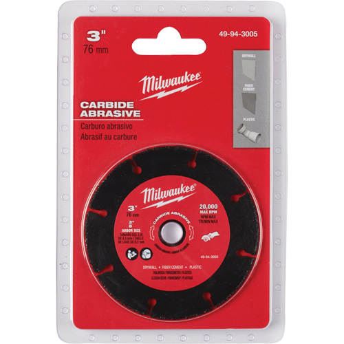 Lame abrasive au carbure, 3" x Arbre de 3/8", Carbure de silicium, 20 000 Tr/min Kelford