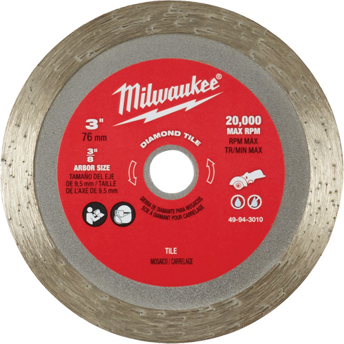 Lame pour coupe de carreaux, 3" x Arbre de 3/8", Losange, 20 000 Tr/min Kelford