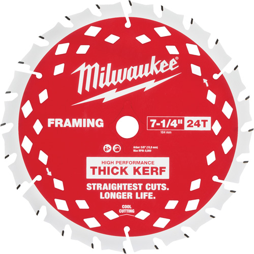 Thick Kerf Framing Circular Saw Blade, 7-1/4", 24 Teeth, Wood Use Kelford