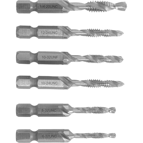 6-32 to 1/4-20 Drill Tap Set, 6 Pieces Kelford
