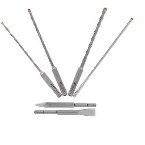 Rebar Demon SDS-Plus 4-Cutter Full Carbide Head Hammer Drill Bit & Chisel Set, 6 Pieces, Carbide Kelford