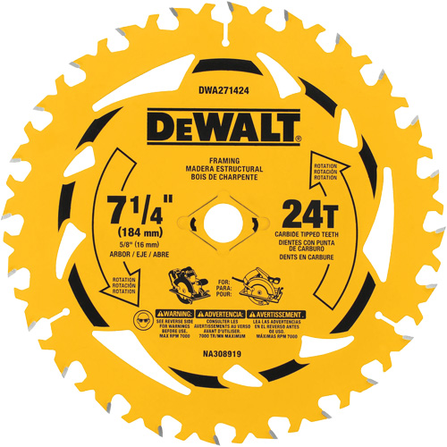 Lame de scie circulaire, 7-1/4", 24 dents, Pour Bois Kelford