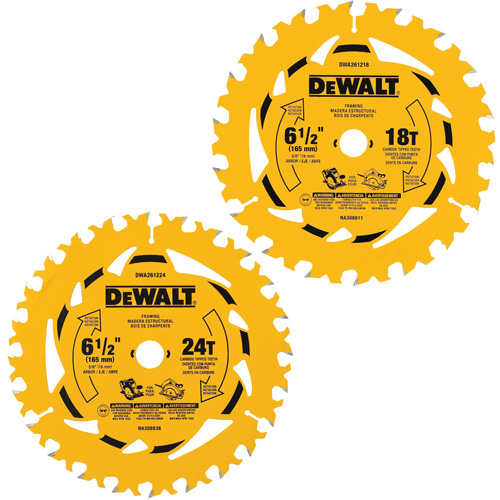 Assortiment de lames de scie circulaire, 6-1/2", 18/24 dents, Pour Bois Kelford