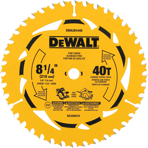 Lame de scie circulaire pour la coupe transversale, 8-1/4", 40 dents, Pour Bois Kelford