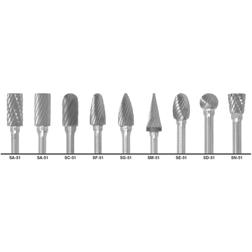 1855 Double Cut Carbide Burr Set, 9 Pieces Kelford