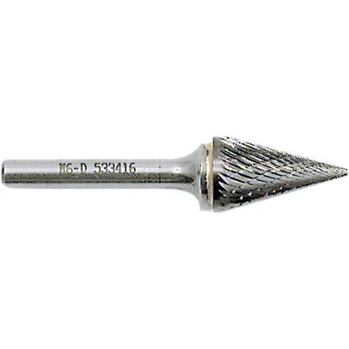 Cone Point Burr, 1/2" Dia., 1/4" Shank, 7/8" Depth of Cut Kelford