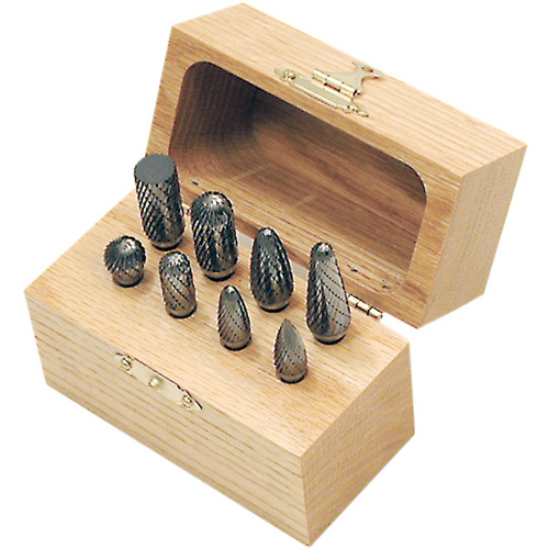 CBK-8 Carbide Bur Set in Wooden Box, 8 Pieces Kelford