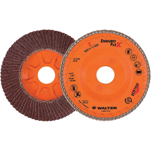 Disque &agrave; lamelles Enduro-Flex, 4-1/2" x 7/8", Type 27, Grain 60, Alumine de zirconium Kelford