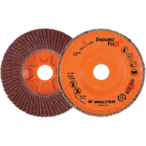 Disque &agrave; lamelles Enduro-Flex, 5" x 7/8", Type 27, Grain 40, Alumine de zirconium Kelford