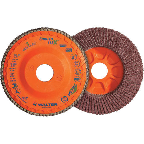 Disque &agrave; lamelles Stainless Enduro-Flex, 5" x 5", Type 27, Grain 120, Alumine de zirconium Kelford
