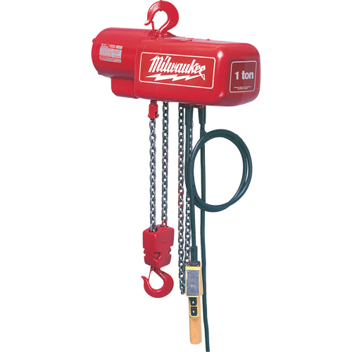 Palan &eacute;lectrique &agrave; chaîne, Lev&eacute;e 10', Capacit&eacute; 2000 lb (1 tonne), 16 pi/min Kelford