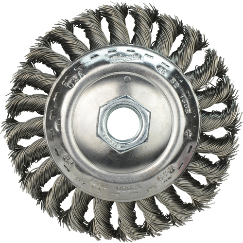 Bevel Knot Brush, 4" Dia., 0.023" Fill, 5/8"-11 Arbor Kelford