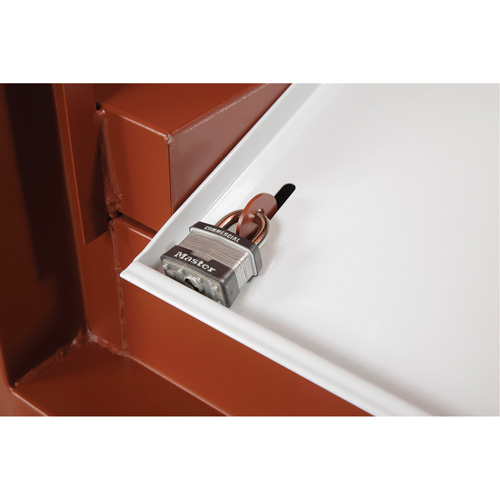 Coffre de chantier et surface de travail sur le terrain, 33" la x 63" p x 80" h, Acier, Rouge Kelford