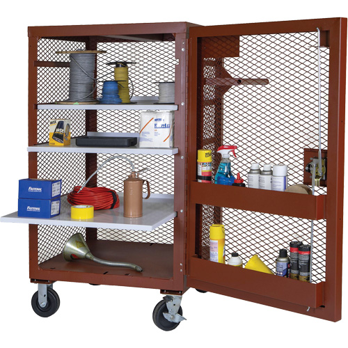 Mobile Mesh Cabinet, Steel, 22 Cubic Feet, Red Kelford