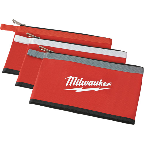 Coloured Zippered Pouches - Set of 3, Canvas, 3 Pockets, Black/Red Kelford