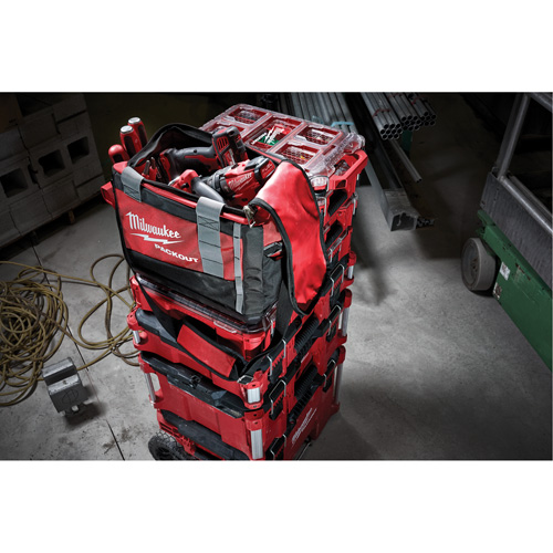 Packout Tool Bag, Ballistic Nylon, 8 Pockets, Black/Red Kelford