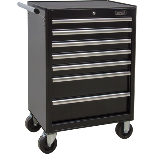 Industrial Tool Cart, 7 Drawers, 27" W x 18-3/4" D x 39" H, Black Kelford