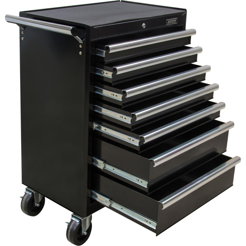 Industrial Tool Cart, 7 Drawers, 27" W x 18-3/4" D x 39" H, Black Kelford