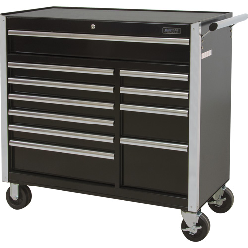 Industrial Tool Cart, 11 Drawers, 41" W x 18-3/4" D x 39-1/3" H, Black Kelford