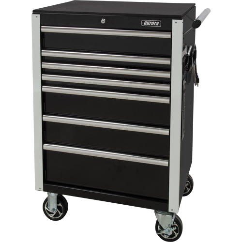 Chariot &agrave; outils &agrave; usage intensif, 7 tiroirs, 28" la x 22" p x 42-3/8" h, Noir Kelford