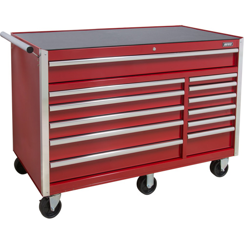 Industrial Tool Cart, 12 Drawers, 56" W x 24-1/2" D x 38-1/8" H, Red Kelford
