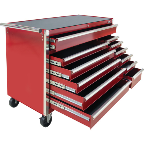 Industrial Tool Cart, 12 Drawers, 56" W x 24-1/2" D x 38-1/8" H, Red Kelford