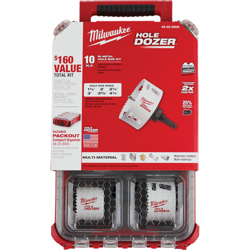 Trousse de scie cloche Packout Hole Dozer, 10 morceaux Kelford