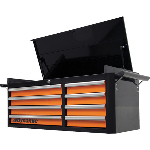 Coffre sup&eacute;rieur, 42" la, 8 tiroirs, Noir/Orange Kelford