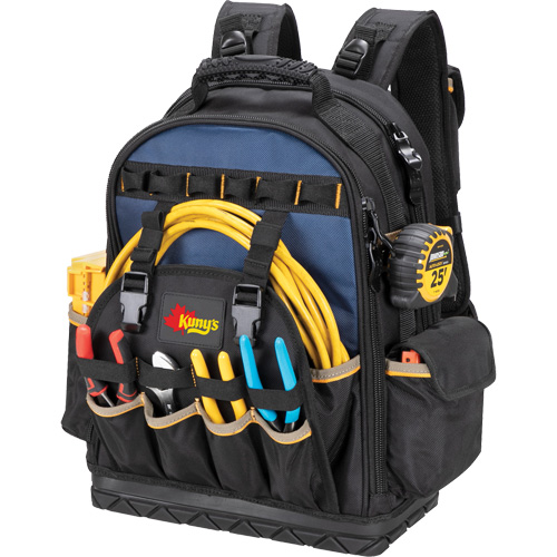 Molded Base Tool Backpack, 18" L x 13" W, Black/Blue, Ballistic/Polyester Kelford