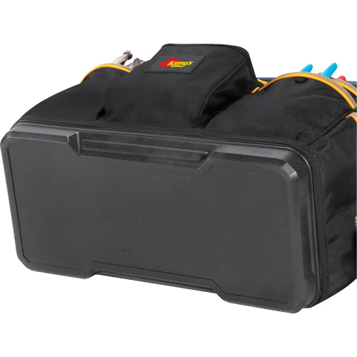 Molded Base Contractor's Closed-Top Tool Bag, Ballistic Polyester, 29 Pockets, Black/Blue Kelford