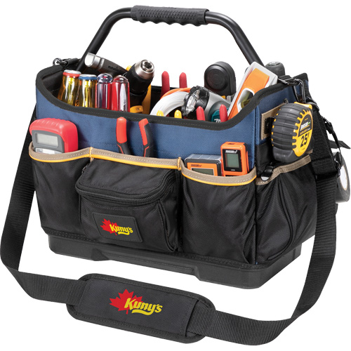 Boîte &agrave; outils ouverte &agrave; base moul&eacute;e, Polyester balistique, 17 pochettes, Noir/Bleu Kelford