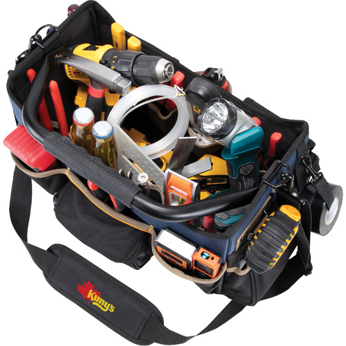 Boîte &agrave; outils ouverte &agrave; base moul&eacute;e, Polyester balistique, 17 pochettes, Noir/Bleu Kelford