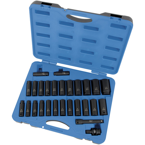 Jeu de douilles SAE/m&eacute;triques PS2712DC, 27 Mcx, Chocs, Prise de 1/2", Profond Kelford