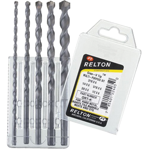 Groo-V Tip Multi-Purpose Specialty Drill Bit Sets, 5 Pieces, Carbide Kelford