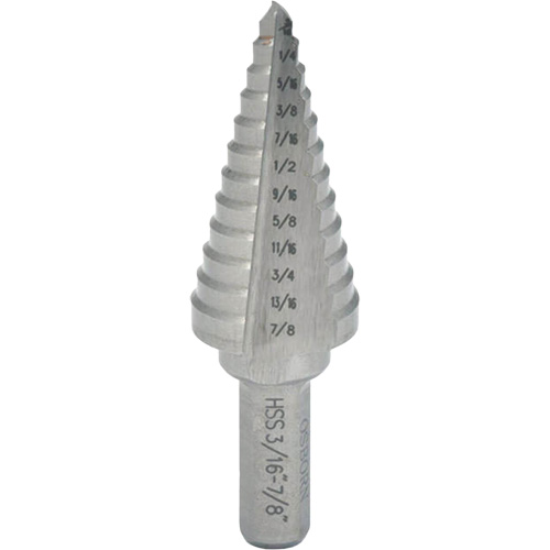 Progressive Step Drill, 1/4" - 3/8" , 1/8" Increments, High Speed Steel Kelford