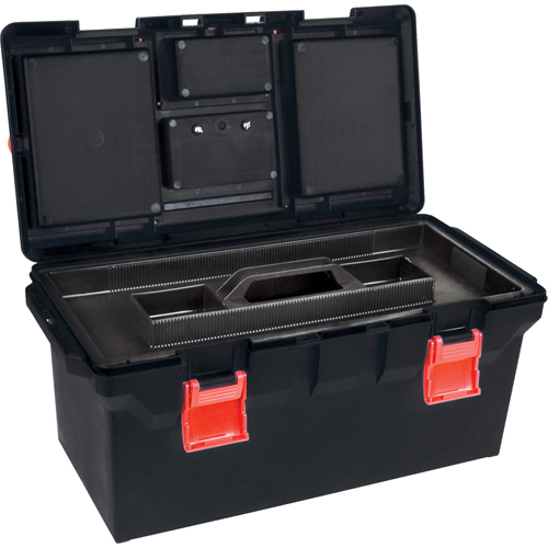 Plastic Tool Box, 22" W x 11" D x 10-1/2" H, Black Kelford