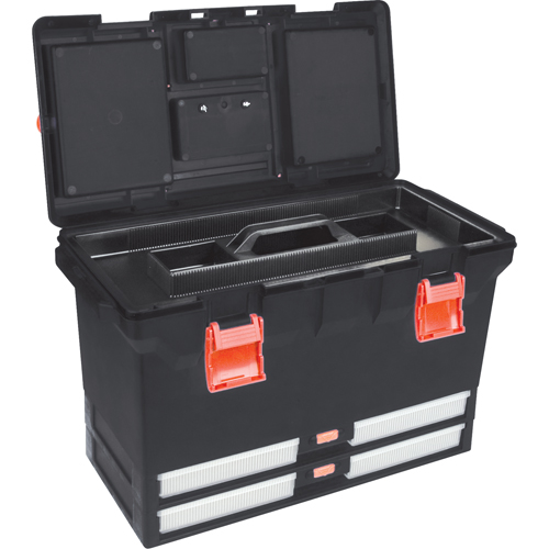 Coffres &agrave; outils en plastique, 22" la x 11" p x 14-1/2" h, Noir Kelford
