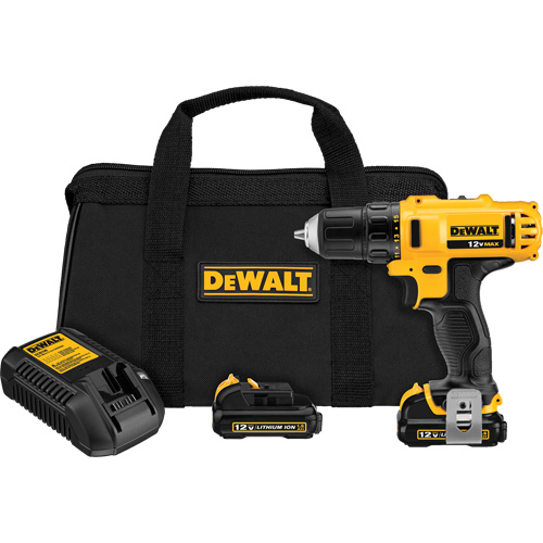 Max Drill Driver Kit, Lithium-Ion, 12 V, 3/8" Chuck, 189 UWO Torque Kelford