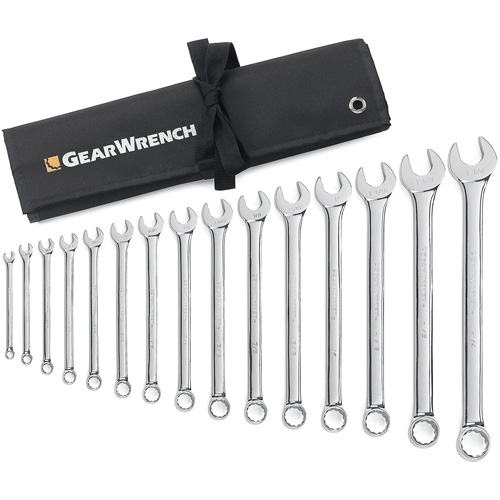 Jeu de cl&eacute;s longues &agrave; coupe &agrave; 12 pans avec pochette &agrave; outils roulable, Combinaison, 15 morceaux, Imp&eacute;rial Kelford