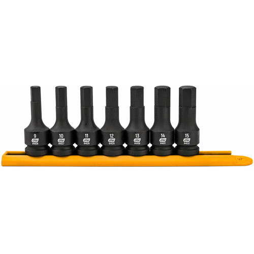 Impact Metric Bit Socket Set, Hex, 1/2" Drive, 7 Pcs Kelford