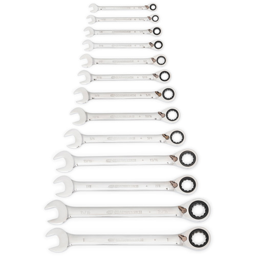 Jeu de cl&eacute;s &agrave; cliquets r&eacute;versibles SAE &agrave; 12 pans et 72 dents, Combinaison, 13 morceaux, Imp&eacute;rial Kelford