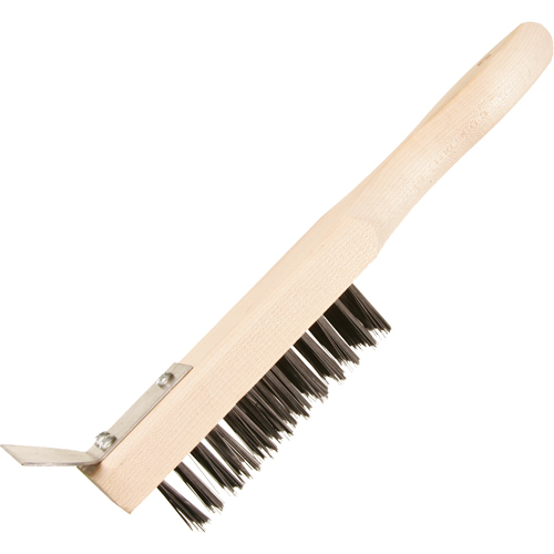 Brosse de nettoyage avec racloir, Acier, 5 x 13 rangs de fils, Longueur 11-3/8" Kelford