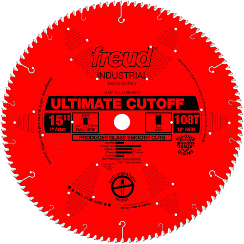 TCS Industrial Saw Blade - Crosscut & Finishing, 15", 108 Teeth, Wood Use Kelford